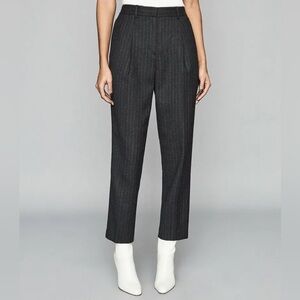 REISS Turner Pinstripe Trousers in Charcoal Size 6